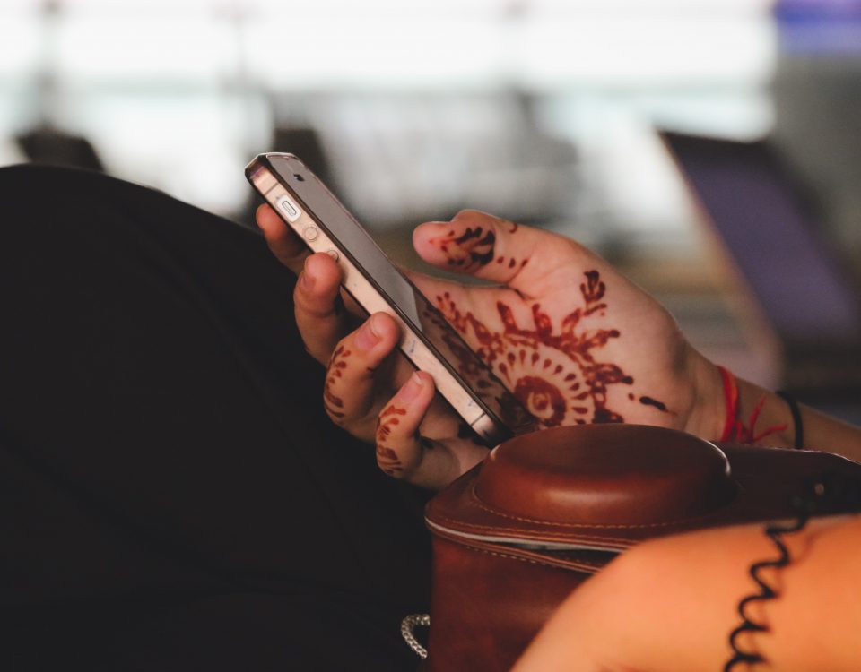 Indian woman with smartphone